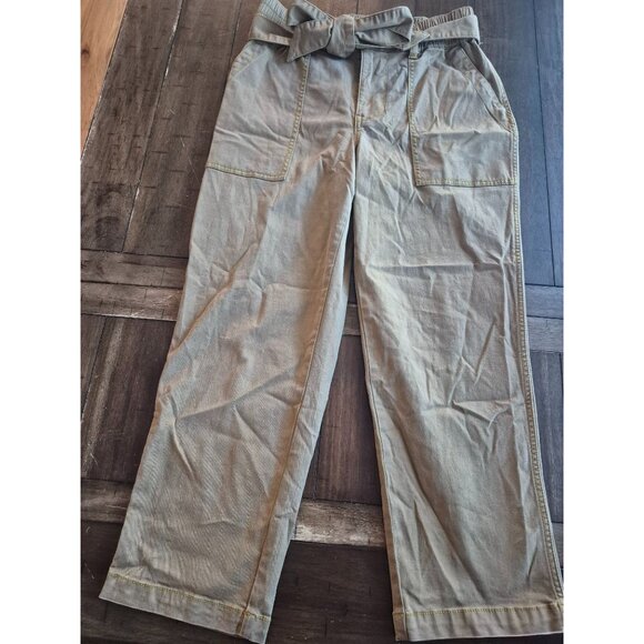 Cabi Elastic Waist Khaki Pants With Tie Belt Size 4 - Picture 1 of 5
